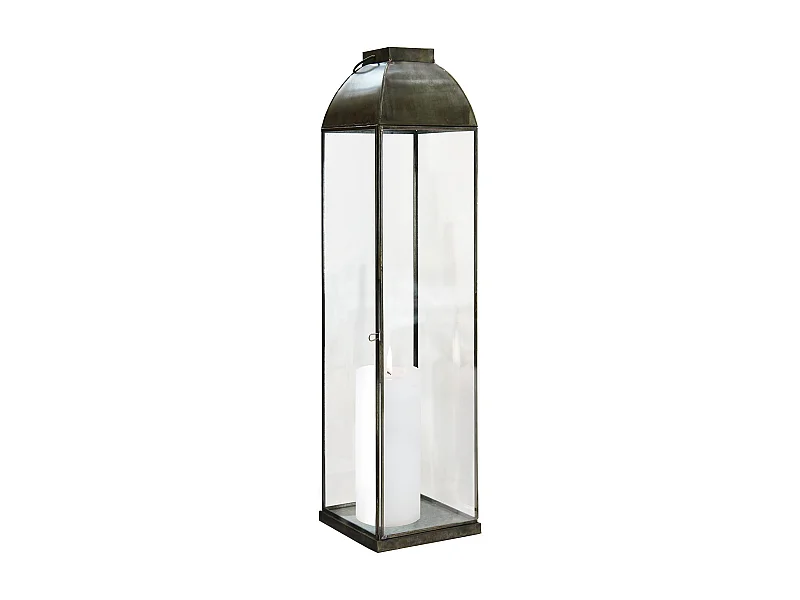 MilaniHome.it - lanterna in vetro di design moderno per giardino cm 20 x 20 x 83 hdi coloreBronzo