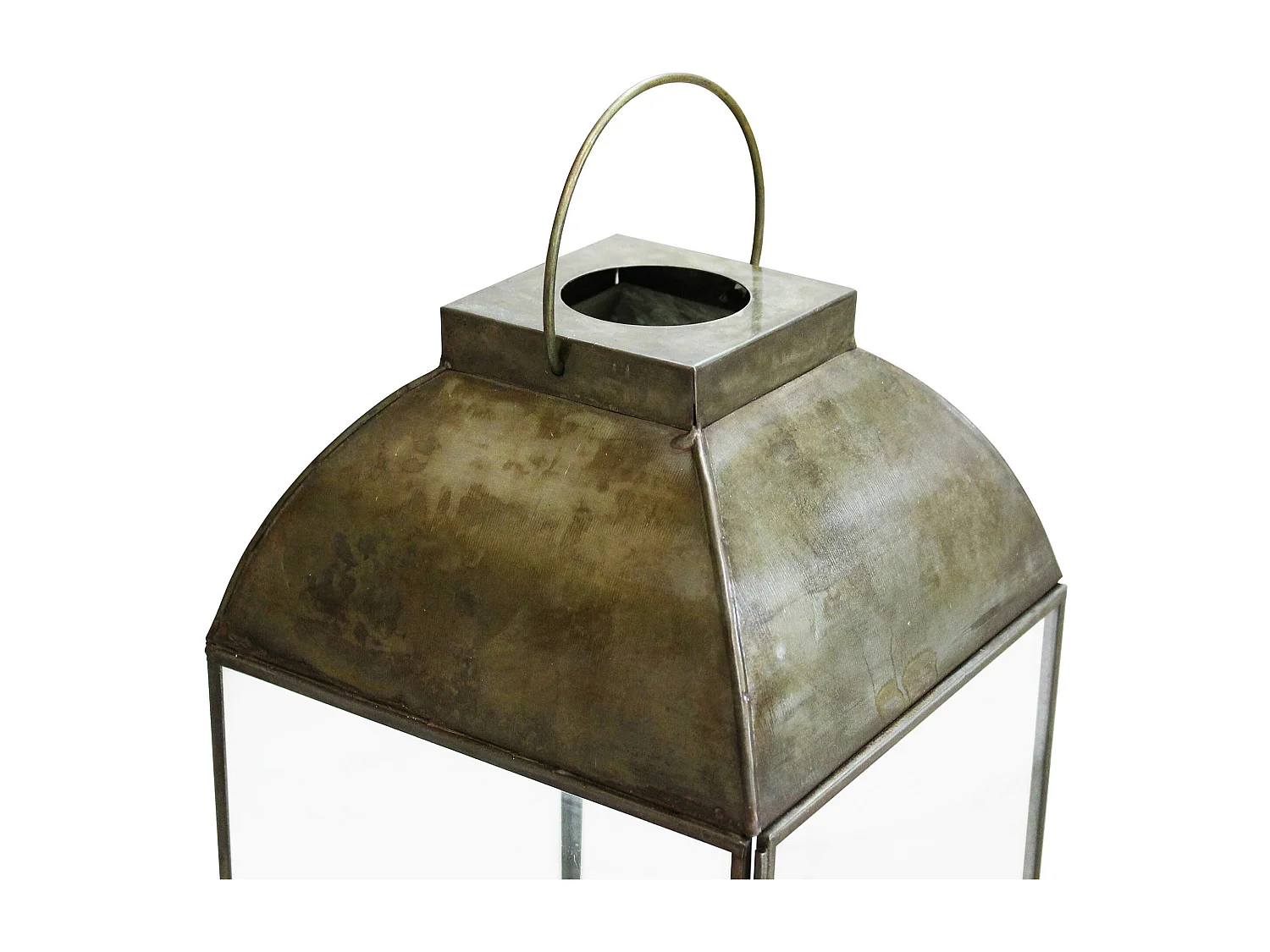 MilaniHome.it - lanterna in vetro di design moderno per giardino cm 20 x 20 x 42 hdi coloreBronzo