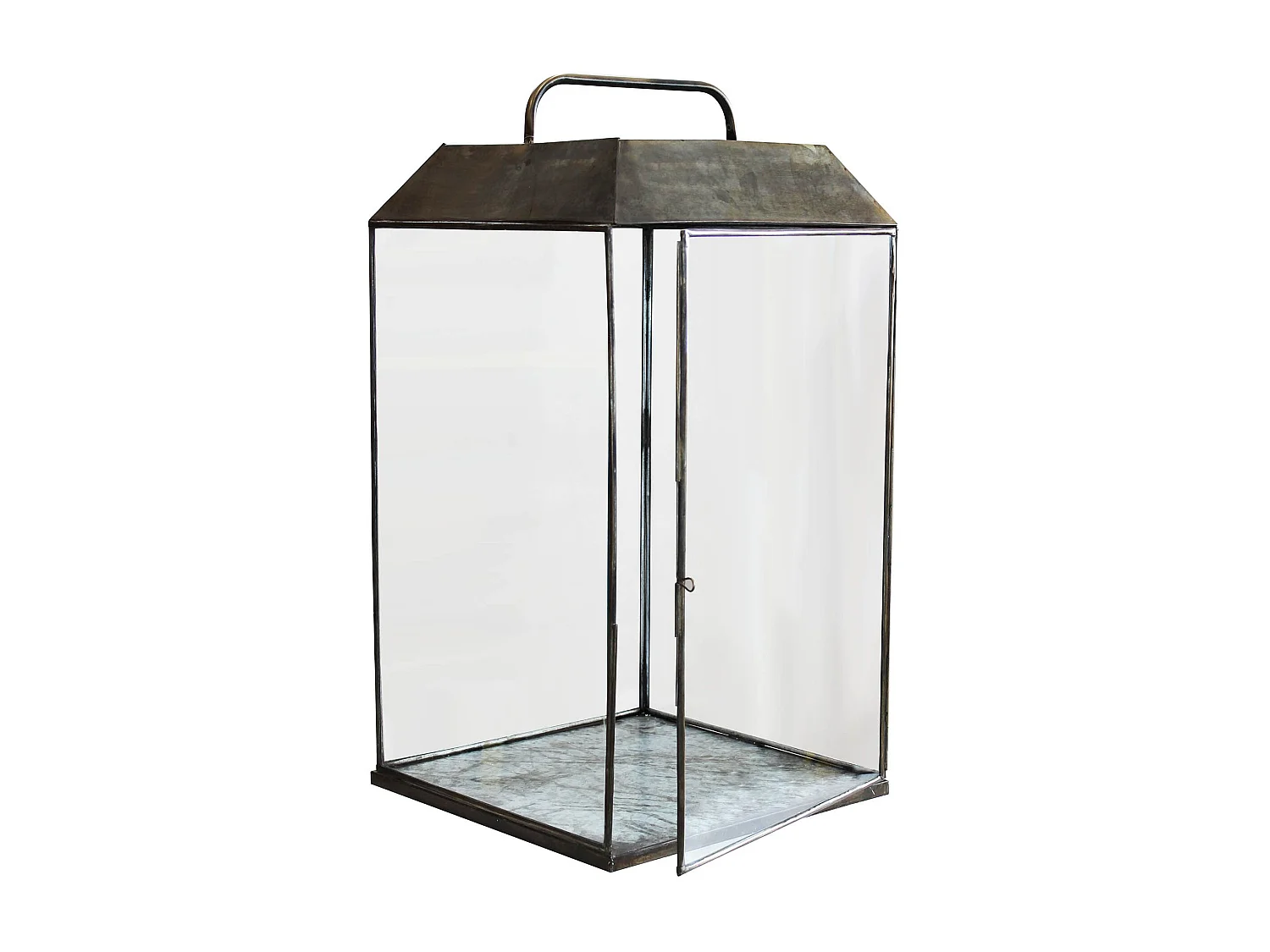 MilaniHome.it - lanterna in vetro di design moderno per giardino cm 33 x 33 x 63 hdi coloreBronzo