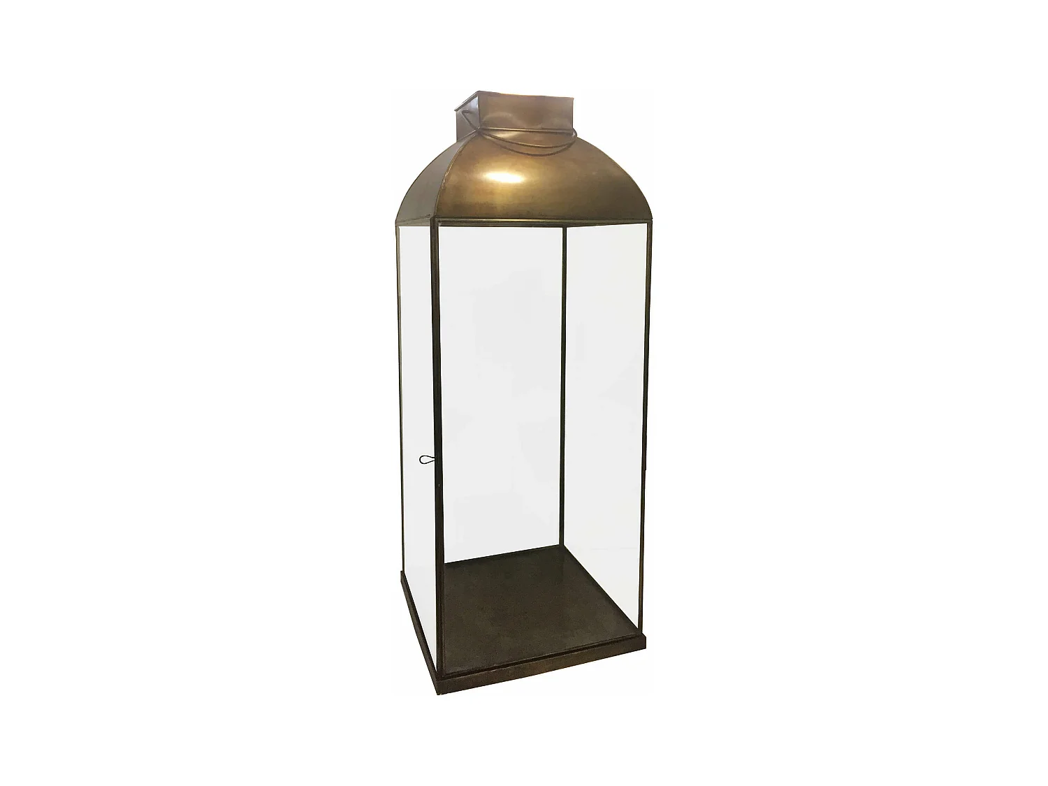 MilaniHome.it - Lanterna In Vetro E Metallo Di Design Moderno Stile Vintage Portacandela Ottone Antico, Cm 20x20x58 Hdi coloreOttone antico