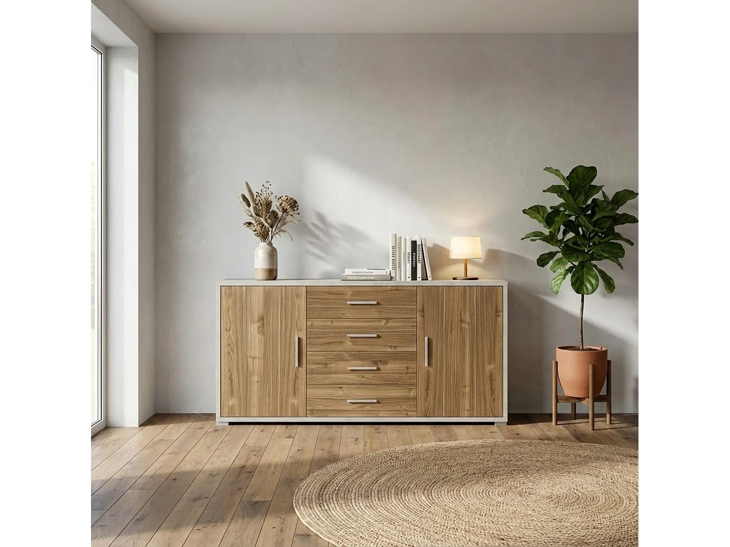 MilaniHome.it - madia moderna per soggiorno di design moderno cm 174 l x 41 p x 84 hdi coloreMarrone