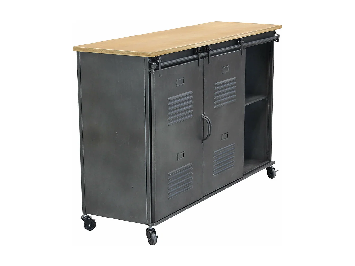 MilaniHome.it - Credenza In Metallo Ferro Industrial Mobile Madia Per Arredamento Soggiorno, Sala Da Pranzo, Salotto Industriale , Cm 116x40x77 Hdi coloreGrigio