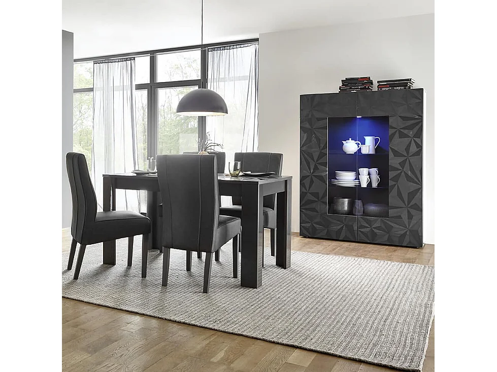 MilaniHome.it - vetrina moderna con 2 ante di design moderno industrial cm 121 x 166 x 42 hdi coloreAntracite