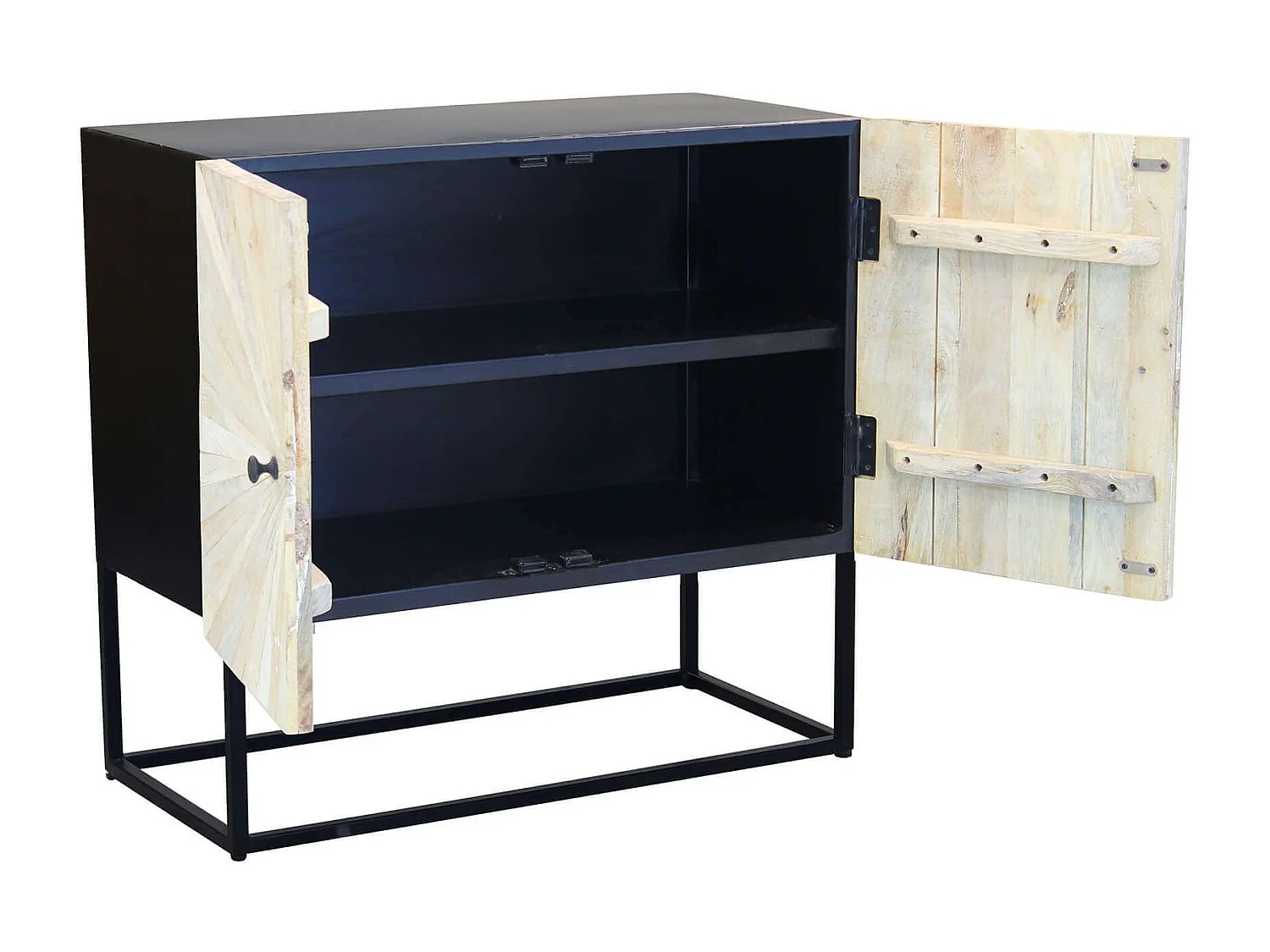 MilaniHome.it - Mobile con decoro naturale con 2 ante in legno di mango con struttura in ferro cm 85x40x80 hdi coloreMarrone