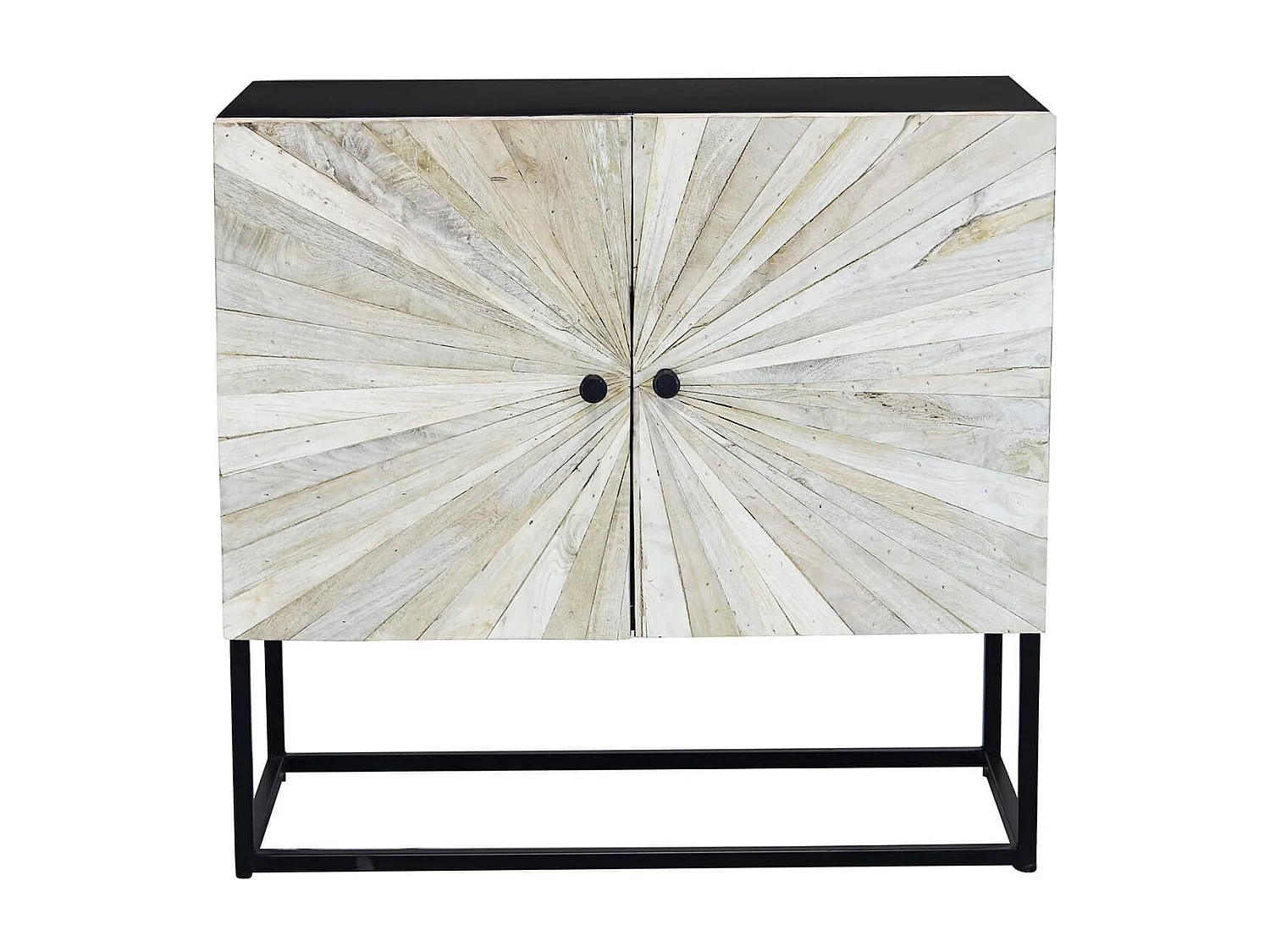 MilaniHome.it - Mobile con decoro naturale con 2 ante in legno di mango con struttura in ferro cm 85x40x80 hdi coloreMarrone