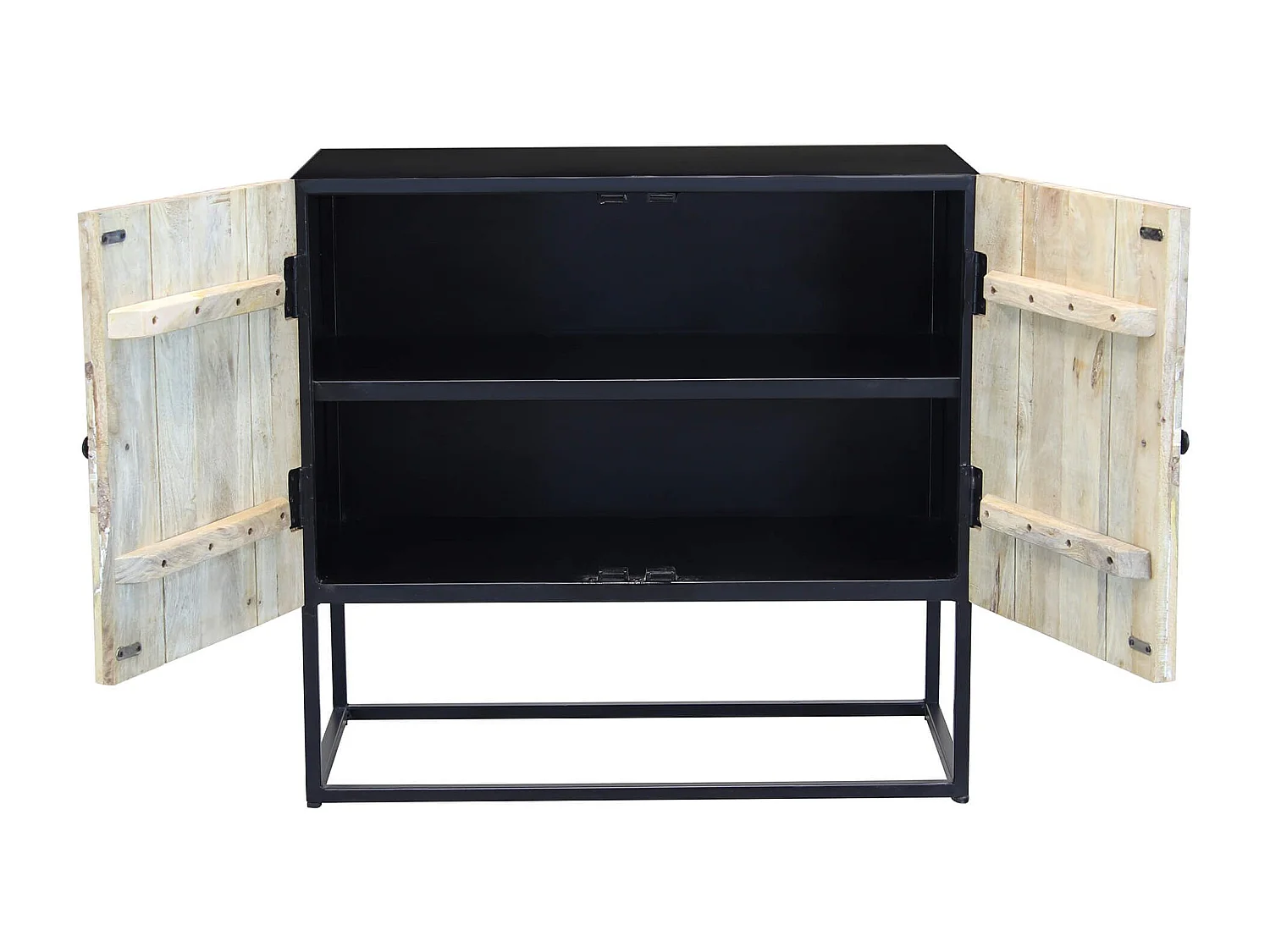 MilaniHome.it - Mobile con decoro naturale con 2 ante in legno di mango con struttura in ferro cm 85x40x80 hdi coloreMarrone