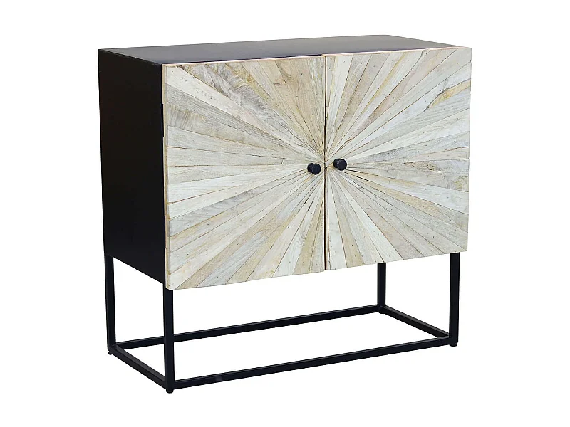 MilaniHome.it - Mobile con decoro naturale con 2 ante in legno di mango con struttura in ferro cm 85x40x80 hdi coloreMarrone