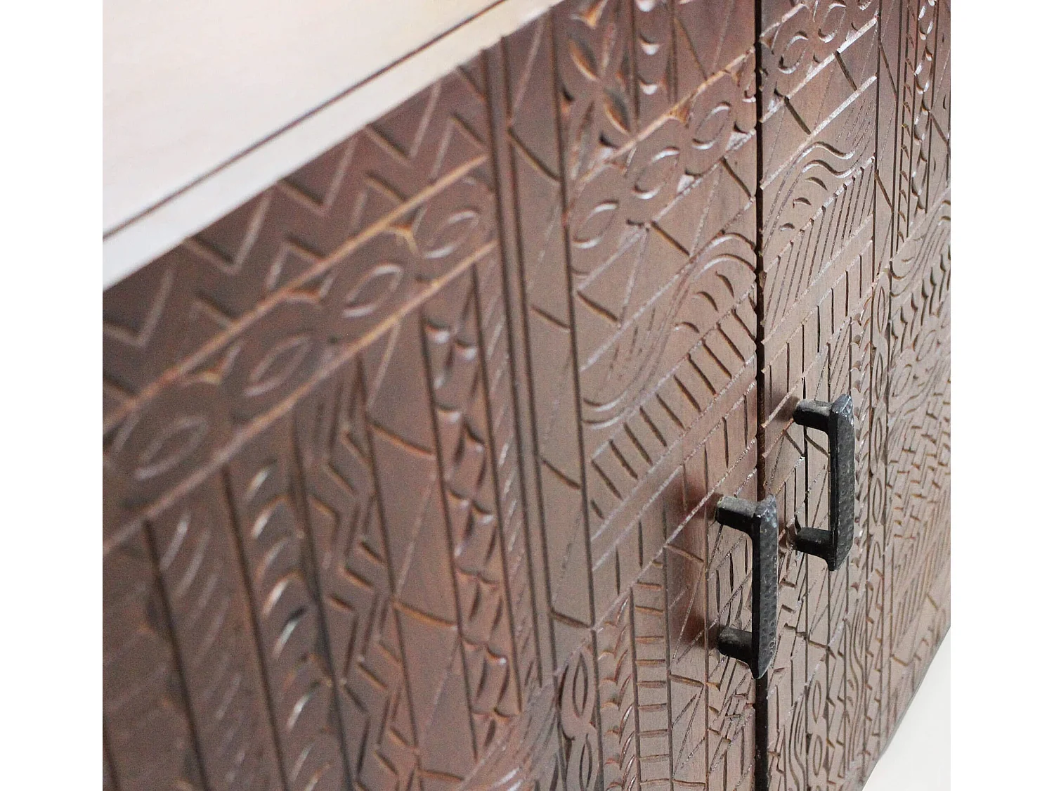 MilaniHome.it - Mobile con decoro wengé con 4 ante in legno di mango con struttura in ferro cm 180x40x85 hdi coloreMarrone