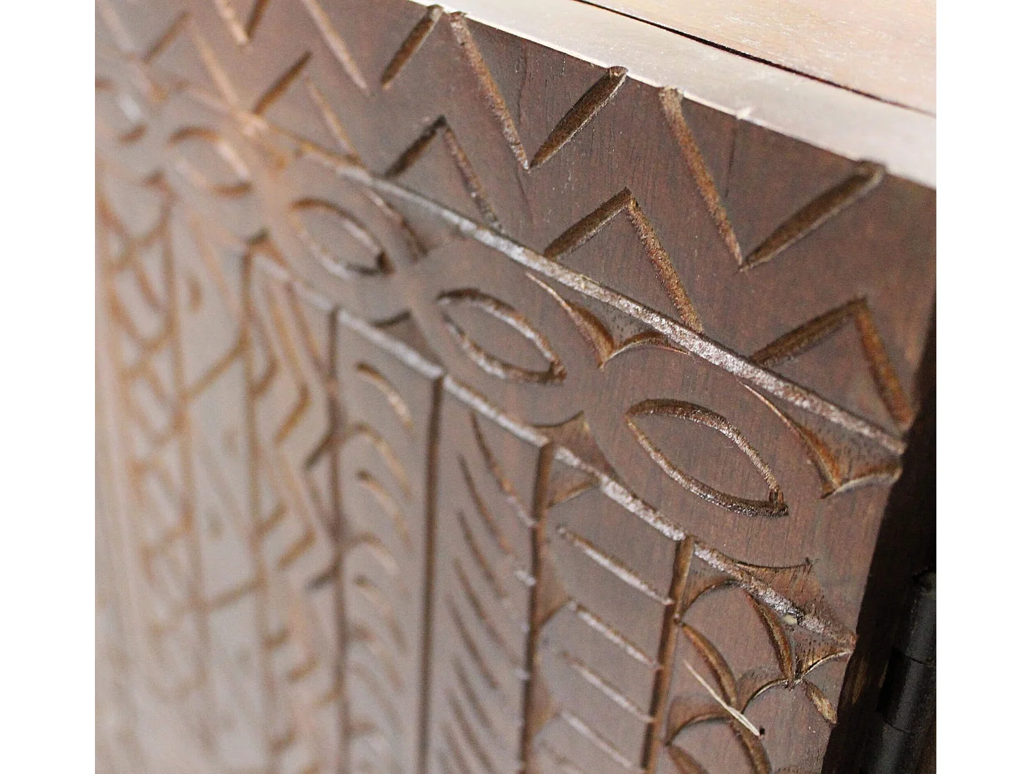 MilaniHome.it - Mobile con decoro wengé con 4 ante in legno di mango con struttura in ferro cm 180x40x85 hdi coloreMarrone