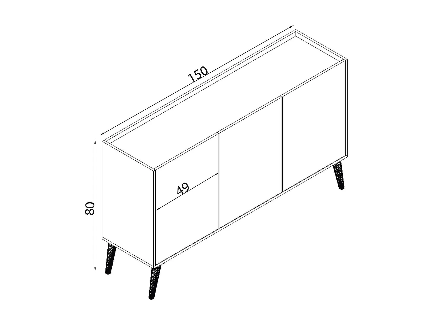 MilaniHome.it - madia di design con 3 ante di design moderno contemporaneo cm 150 x 40 x 78 hdi coloreMarmo