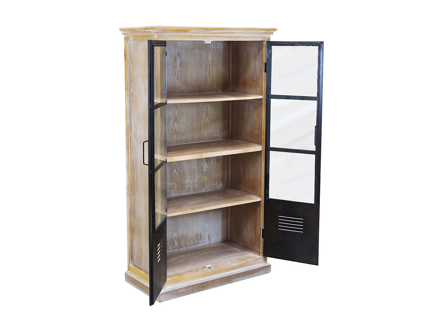 MilaniHome.it - vetrina in legno e metallo per salotto soggiorno cucina di design industrial cm 72x35,5x130,5 hdi coloreMarrone