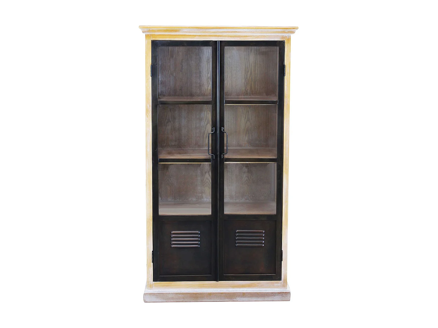 MilaniHome.it - vetrina in legno e metallo per salotto soggiorno cucina di design industrial cm 72x35,5x130,5 hdi coloreMarrone