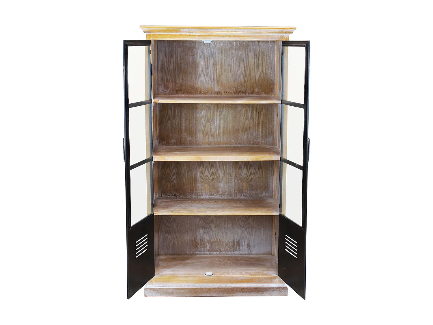 MilaniHome.it - vetrina in legno e metallo per salotto soggiorno cucina di design industrial cm 72x35,5x130,5 hdi coloreMarrone