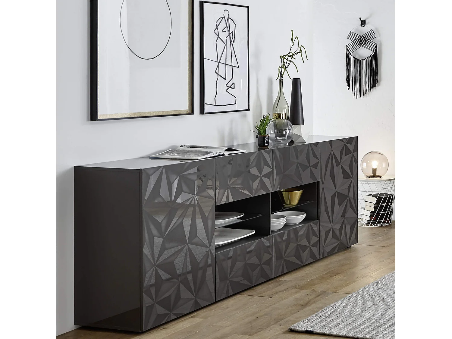 MilaniHome.it - madia di design moderno di design moderno industrial cm 241 x 84 x 42 hdi coloreAntracite
