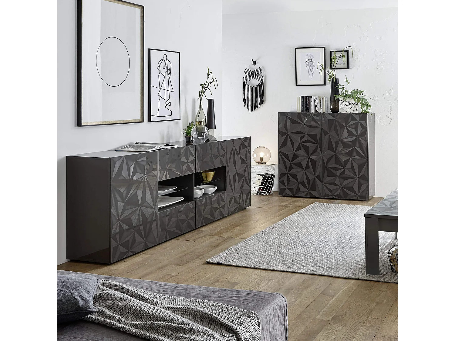 MilaniHome.it - madia di design moderno di design moderno industrial cm 241 x 84 x 42 hdi coloreAntracite