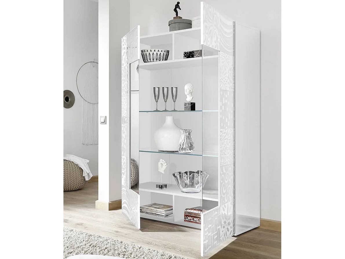 MilaniHome.it - vetrina moderna con 2 ante di design moderno industrial cm 121 x 166 x 42 hdi coloreBianco