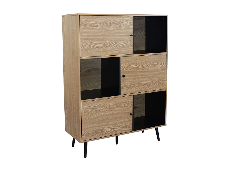 MilaniHome.it - credenza moderna con sei vani di design per salotto, soggiorno 100x39,5x135 hdi coloreMarrone