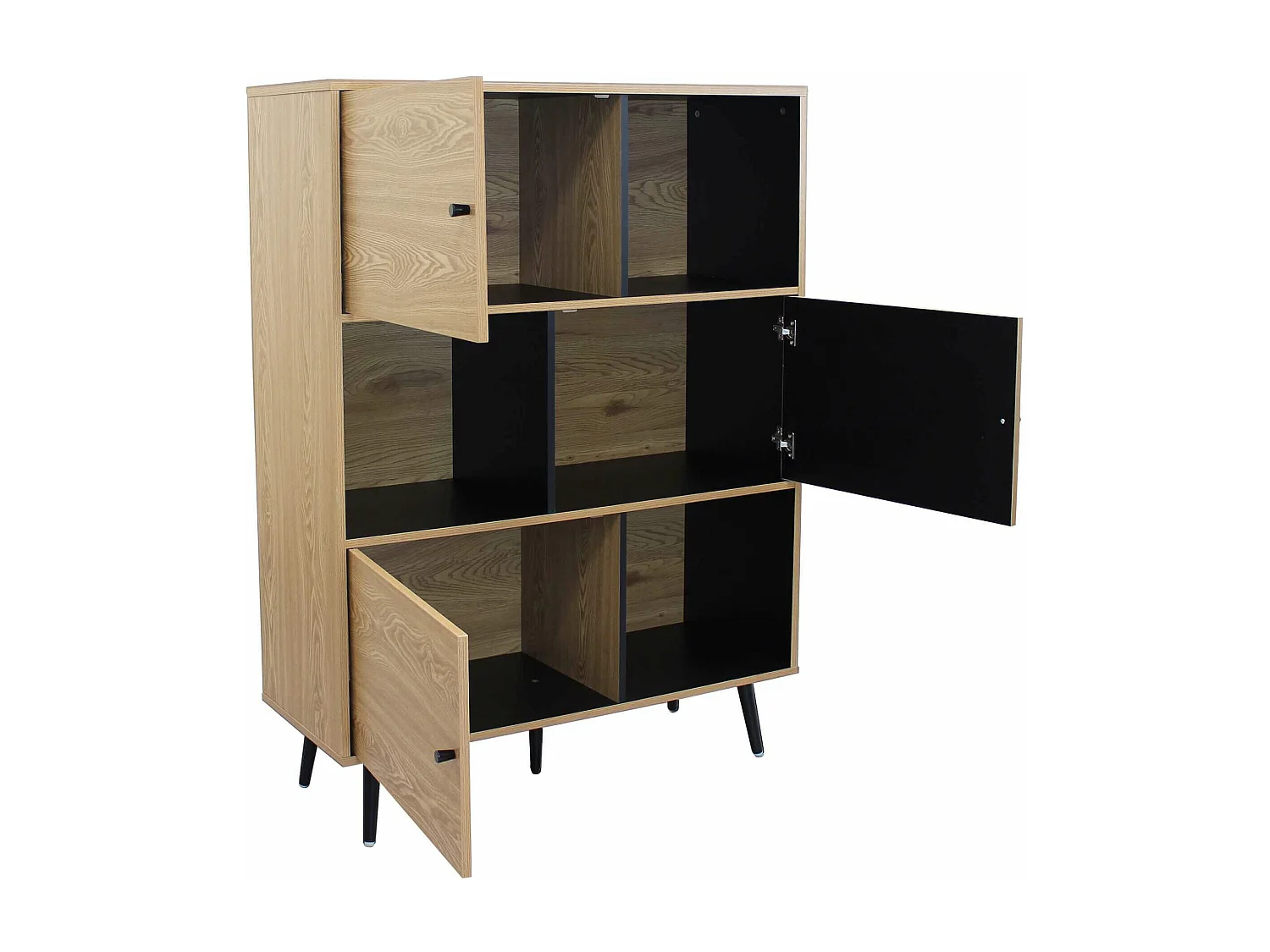 MilaniHome.it - credenza moderna con sei vani di design per salotto, soggiorno 100x39,5x135 hdi coloreMarrone