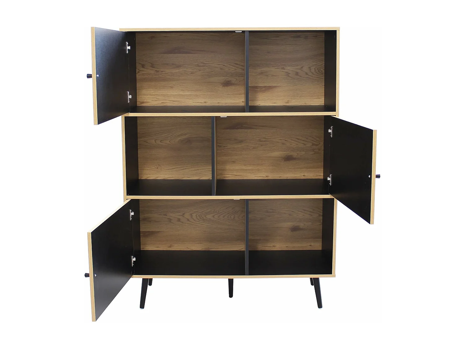 MilaniHome.it - credenza moderna con sei vani di design per salotto, soggiorno 100x39,5x135 hdi coloreMarrone