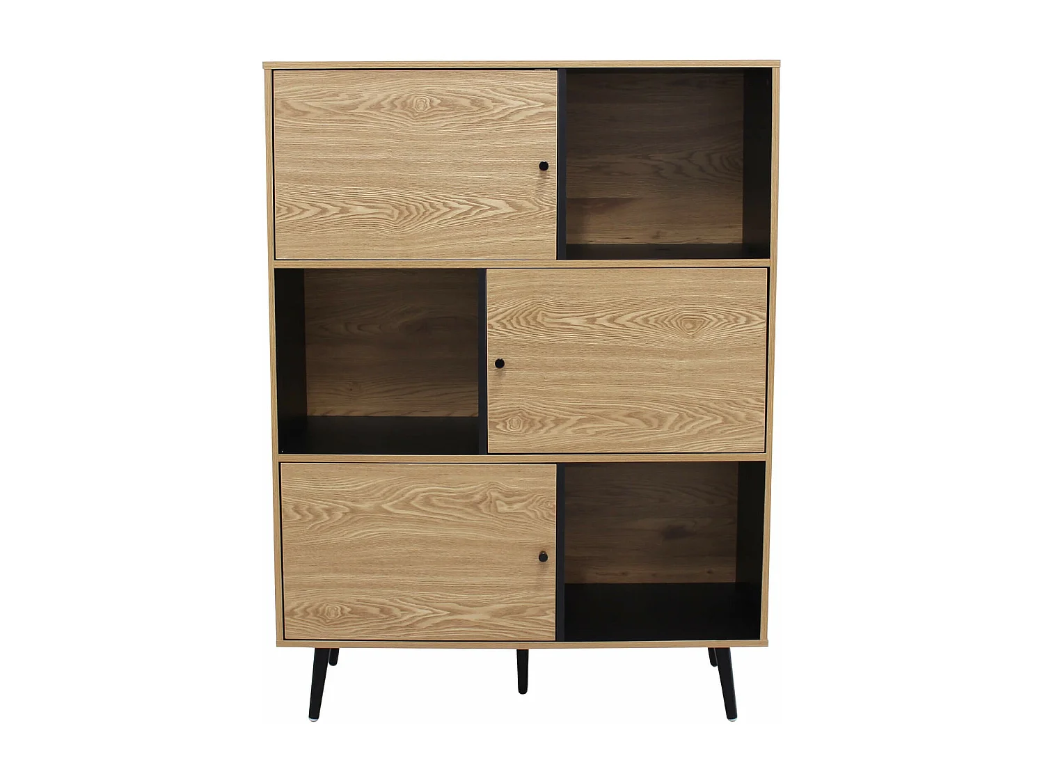 MilaniHome.it - credenza moderna con sei vani di design per salotto, soggiorno 100x39,5x135 hdi coloreMarrone