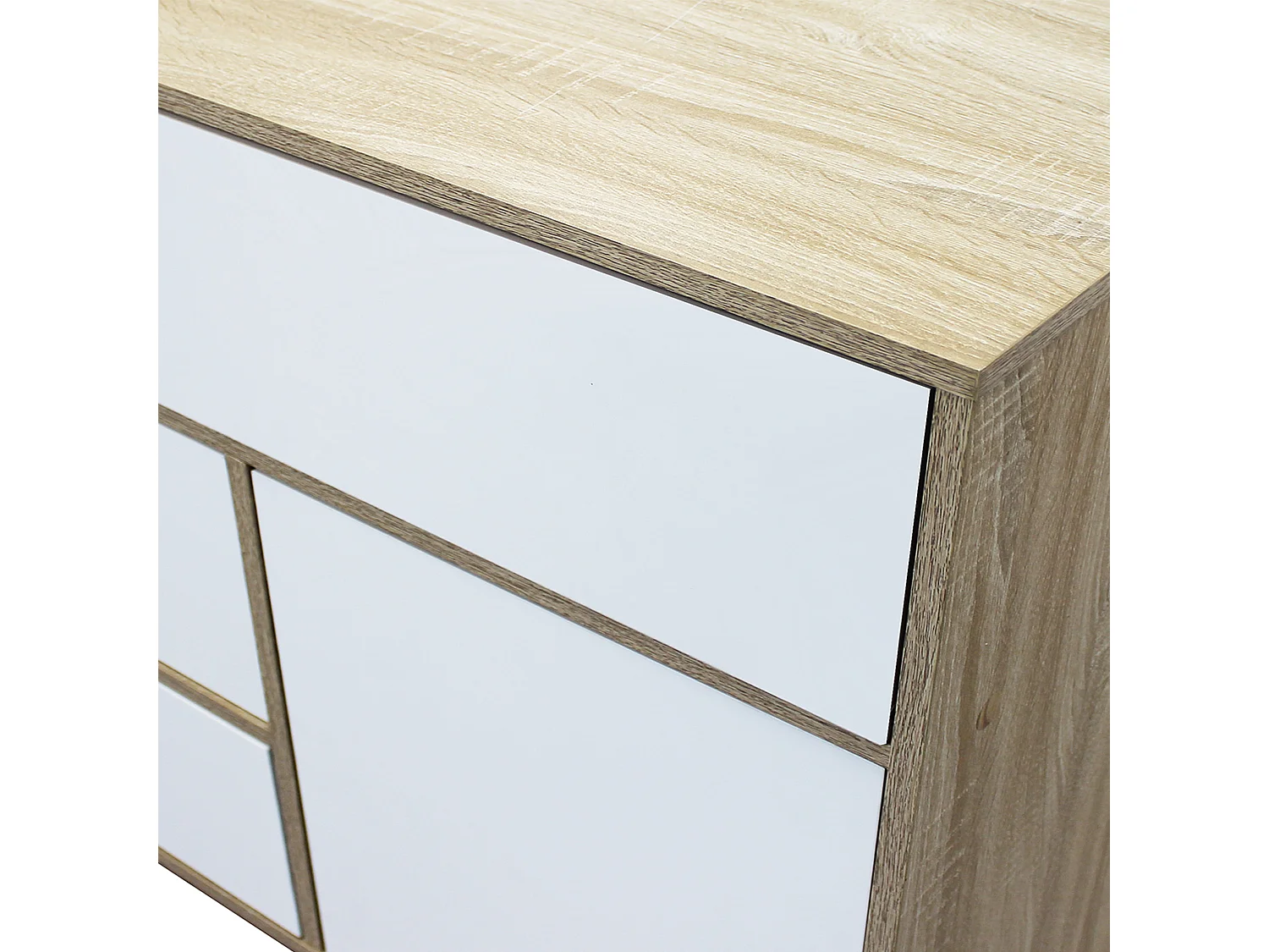 MilaniHome.it - madia moderna con tre cassetti e un anta di design per salotto, soggiorno 119x39,5x85,6 hdi coloreBianco