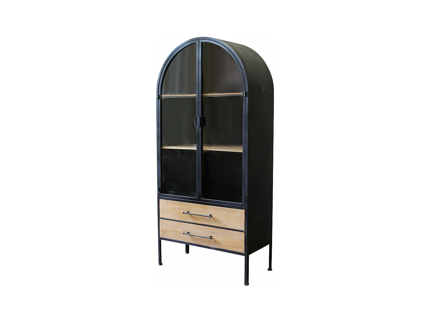 MilaniHome.it - vetrina industrial in metallo con due cassetti cm 81,5 x 40 x 180 h di design moderno industrial cm 81,5 x 40 x 180 hdi coloreAntracite