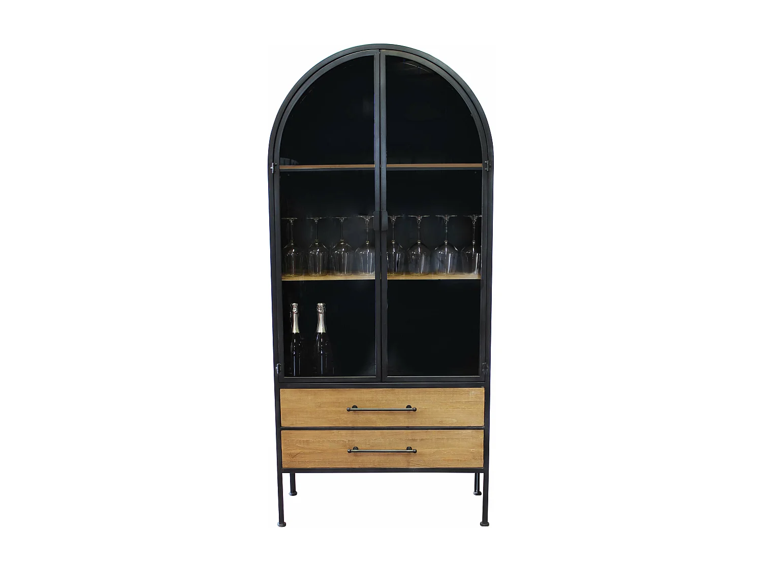 MilaniHome.it - vetrina industrial in metallo con due cassetti cm 81,5 x 40 x 180 h di design moderno industrial cm 81,5 x 40 x 180 hdi coloreAntracite