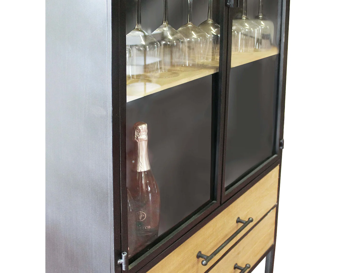 MilaniHome.it - vetrina industrial in metallo con due cassetti cm 81,5 x 40 x 180 h di design moderno industrial cm 81,5 x 40 x 180 hdi coloreAntracite