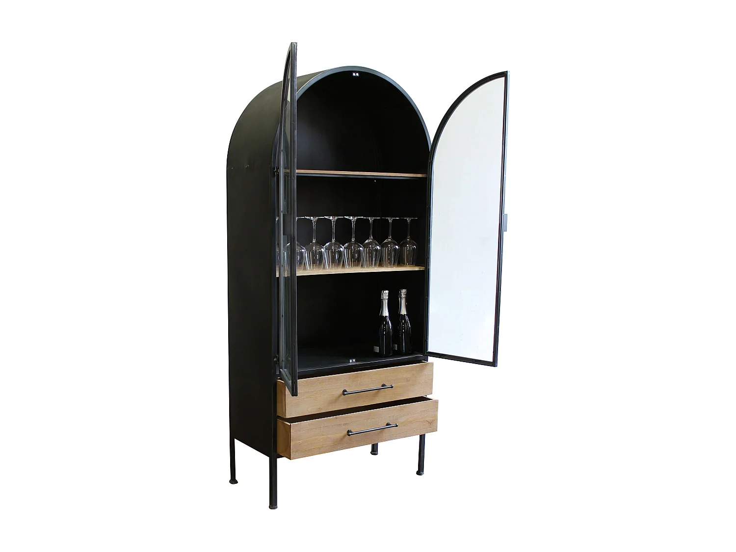 MilaniHome.it - vetrina industrial in metallo con due cassetti cm 81,5 x 40 x 180 h di design moderno industrial cm 81,5 x 40 x 180 hdi coloreAntracite