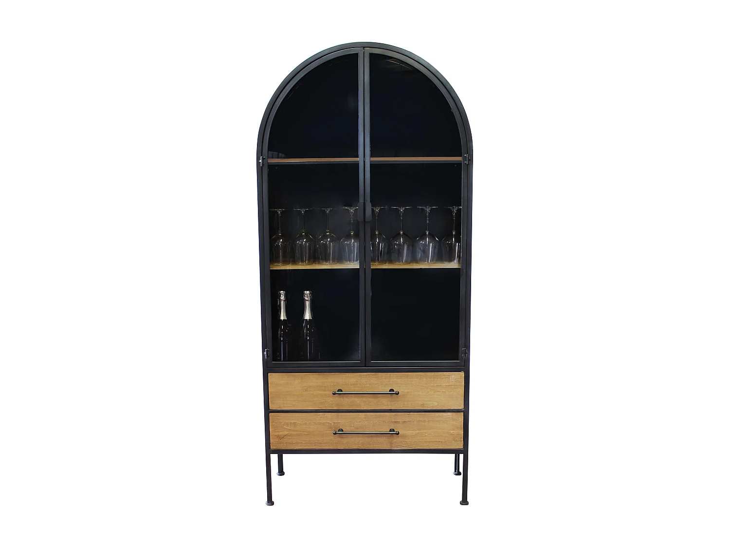 MilaniHome.it - vetrina industrial in metallo con due cassetti cm 81,5 x 40 x 180 h di design moderno industrial cm 81,5 x 40 x 180 hdi coloreAntracite