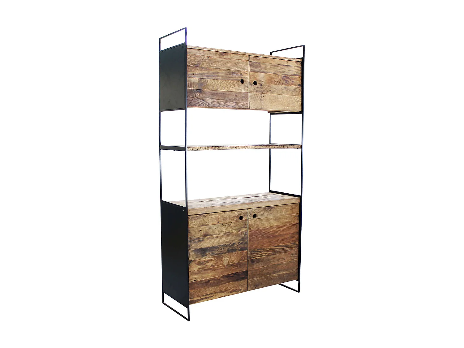 MilaniHome.it - credenza di design moderno in legno di pino riciclato massiccio stile moderno vintagedi coloreMarrone