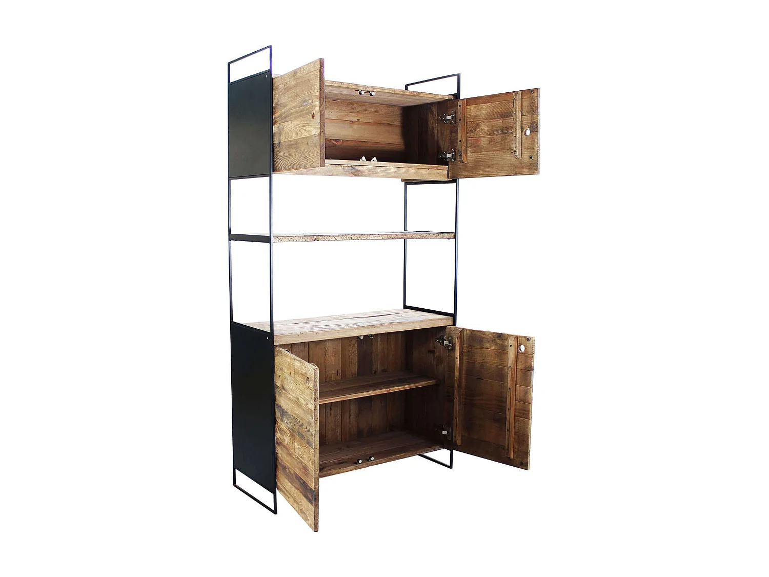 MilaniHome.it - credenza di design moderno in legno di pino riciclato massiccio stile moderno vintagedi coloreMarrone