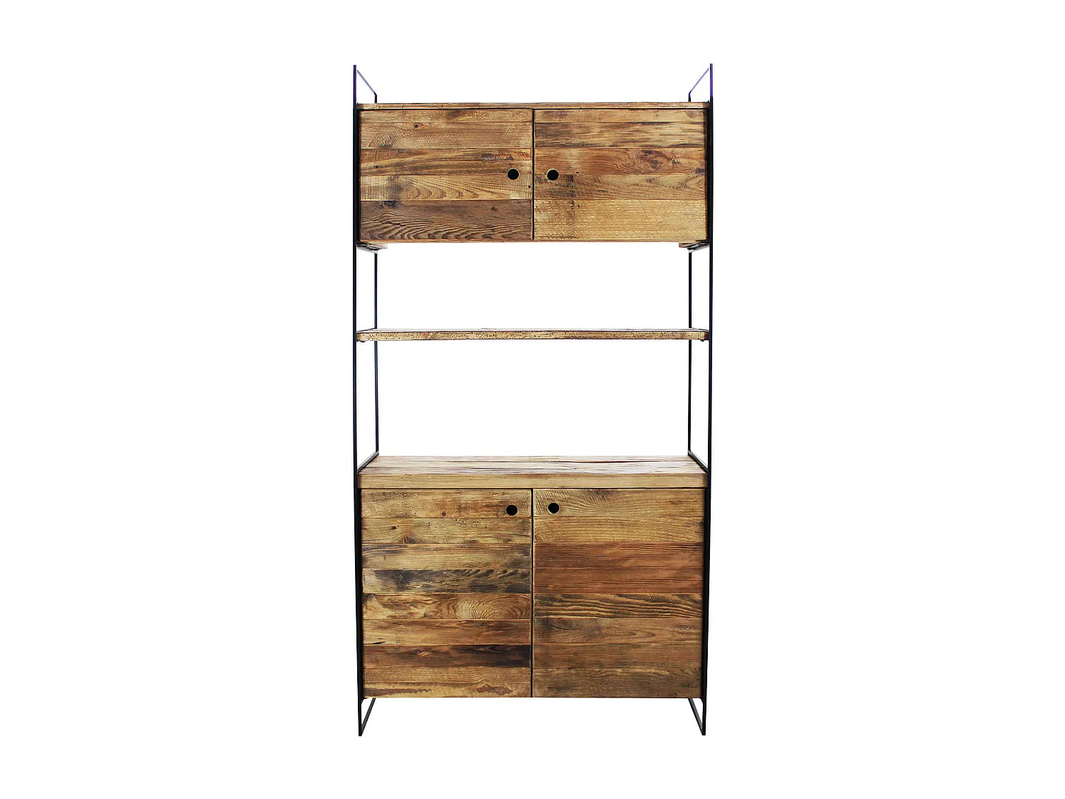 MilaniHome.it - credenza di design moderno in legno di pino riciclato massiccio stile moderno vintagedi coloreMarrone