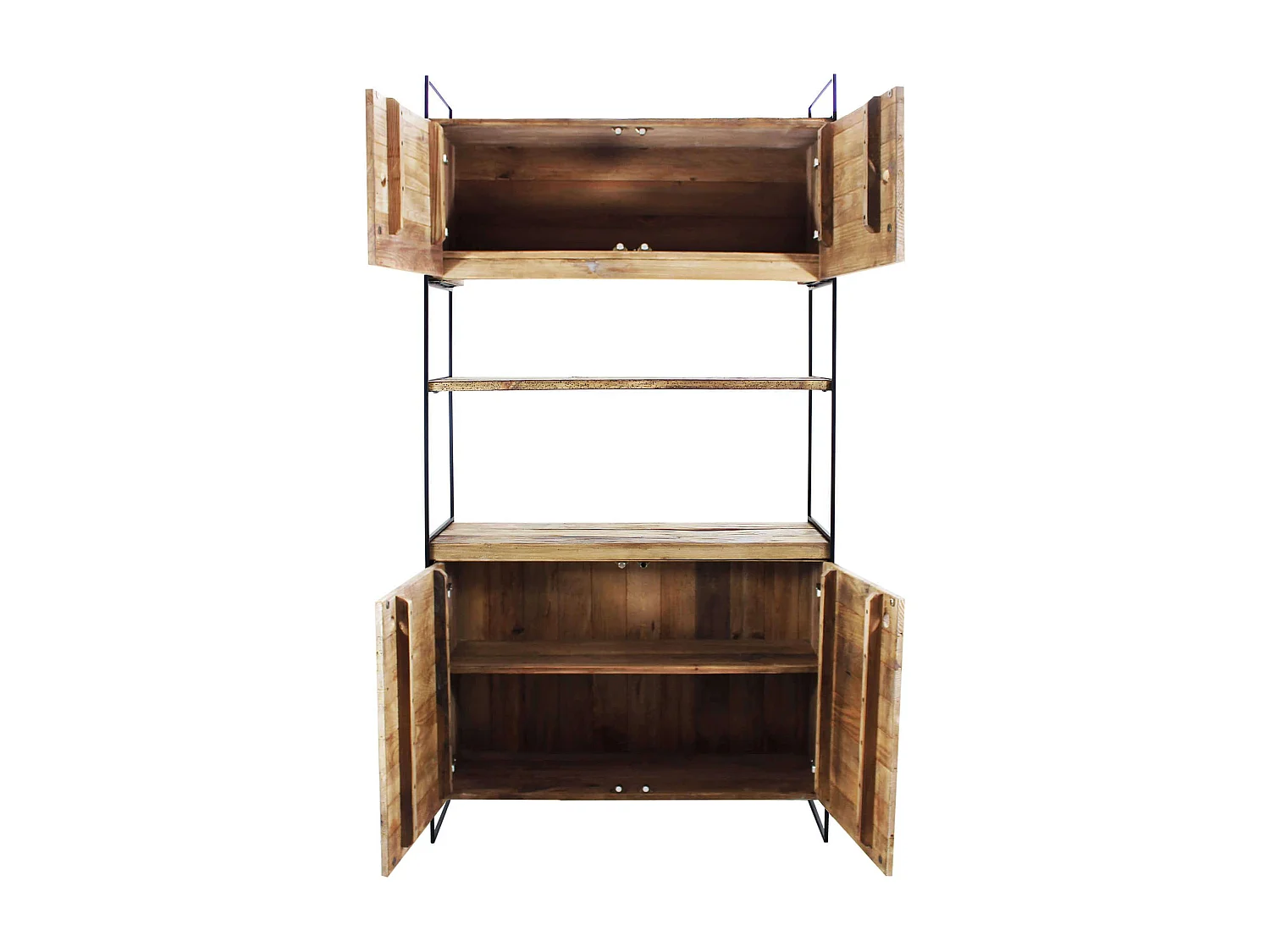 MilaniHome.it - credenza di design moderno in legno di pino riciclato massiccio stile moderno vintagedi coloreMarrone