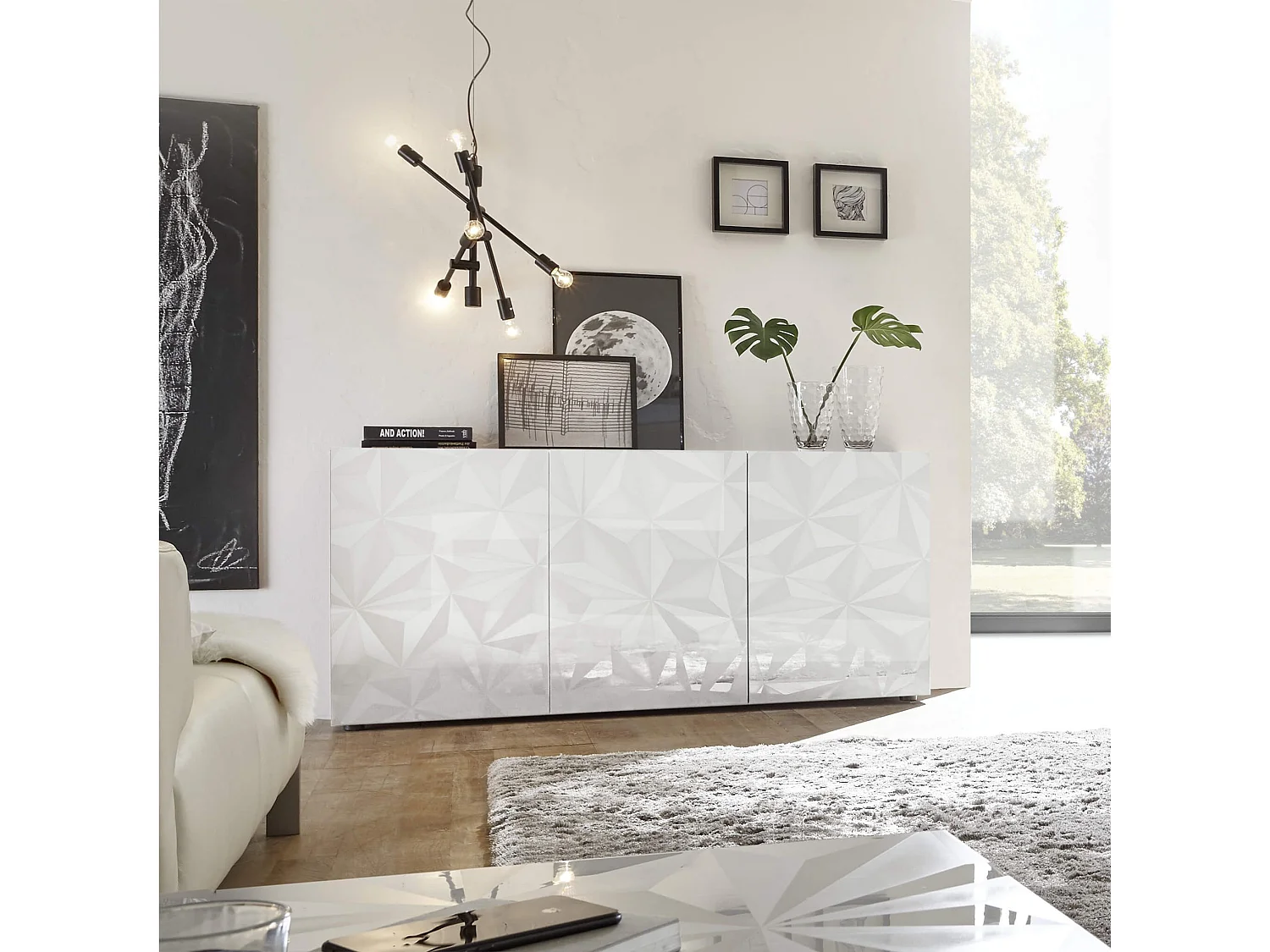 MilaniHome.it - madia di design moderno di design moderno industrial cm 181 x 84 x 42 hdi coloreBianco
