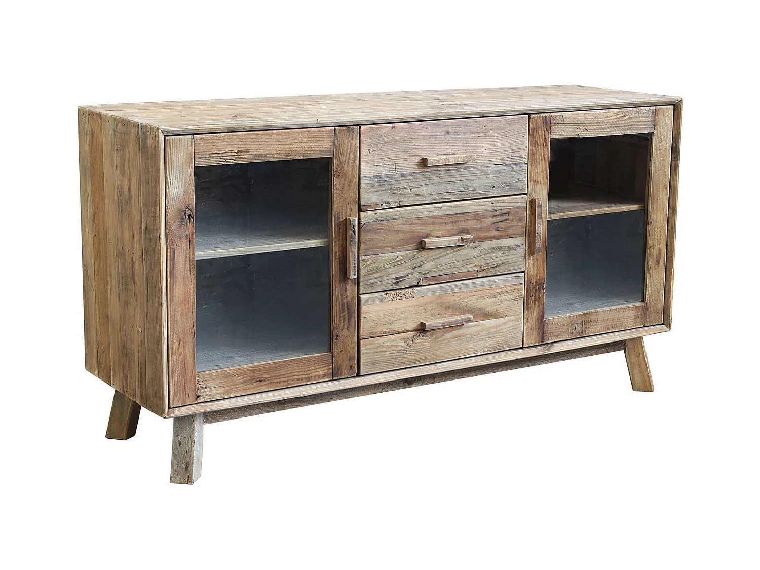 MilaniHome.it - Mobile Credenza Madia Stile Moderno, Porta Tv, Credenza Comodino 3 Cassetti 4 Ripiano, Legno Pino, Marrone, , Cm 160x48x85 Hdi coloreMarrone
