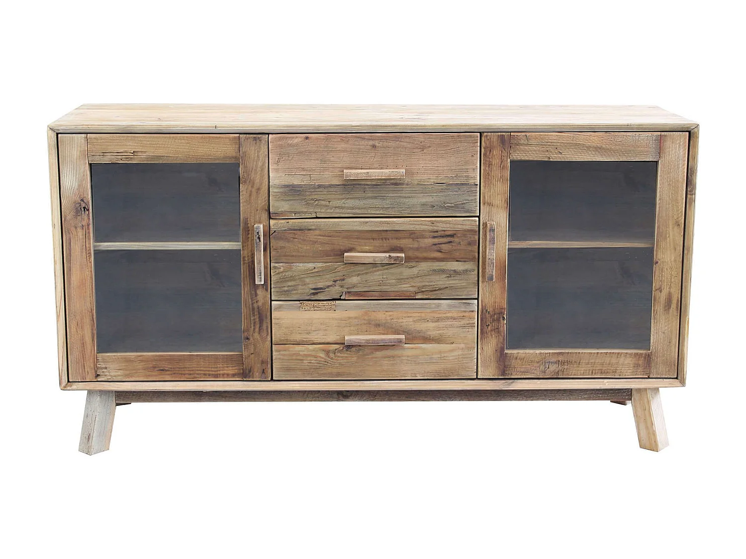 MilaniHome.it - Mobile Credenza Madia Stile Moderno, Porta Tv, Credenza Comodino 3 Cassetti 4 Ripiano, Legno Pino, Marrone, , Cm 160x48x85 Hdi coloreMarrone
