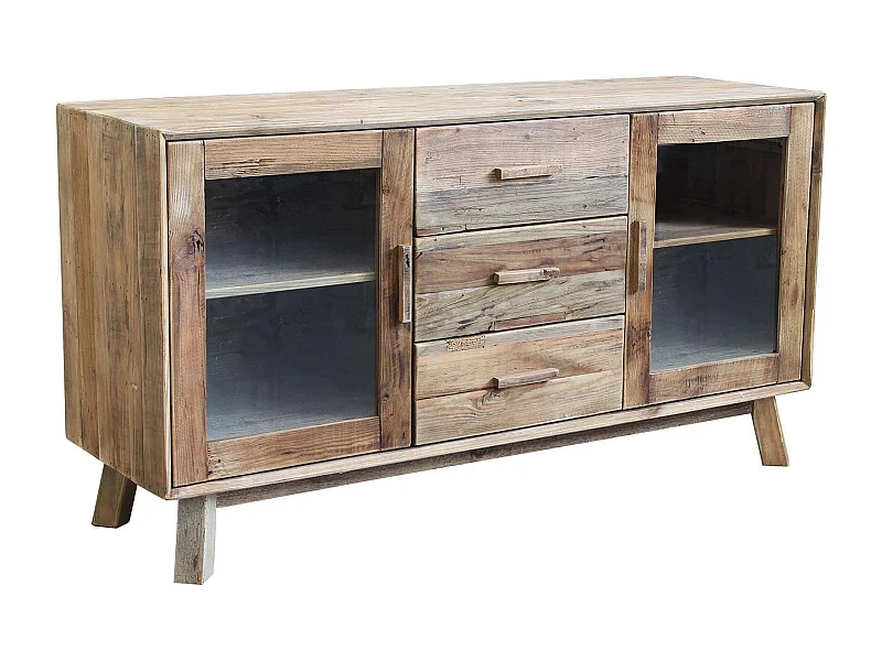 MilaniHome.it - Mobile Credenza Madia Stile Moderno, Porta Tv, Credenza Comodino 3 Cassetti 4 Ripiano, Legno Pino, Marrone, , Cm 160x48x85 Hdi coloreMarrone