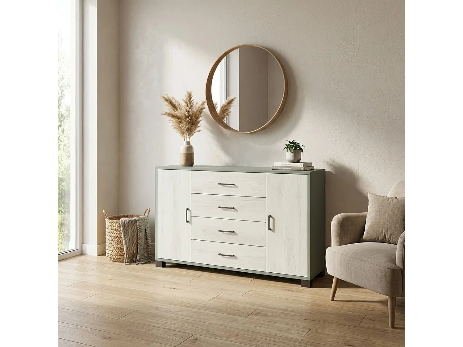 MilaniHome.it - madia moderna per soggiorno di design moderno cm 136 l x 41 p x 86 hdi coloreBianco