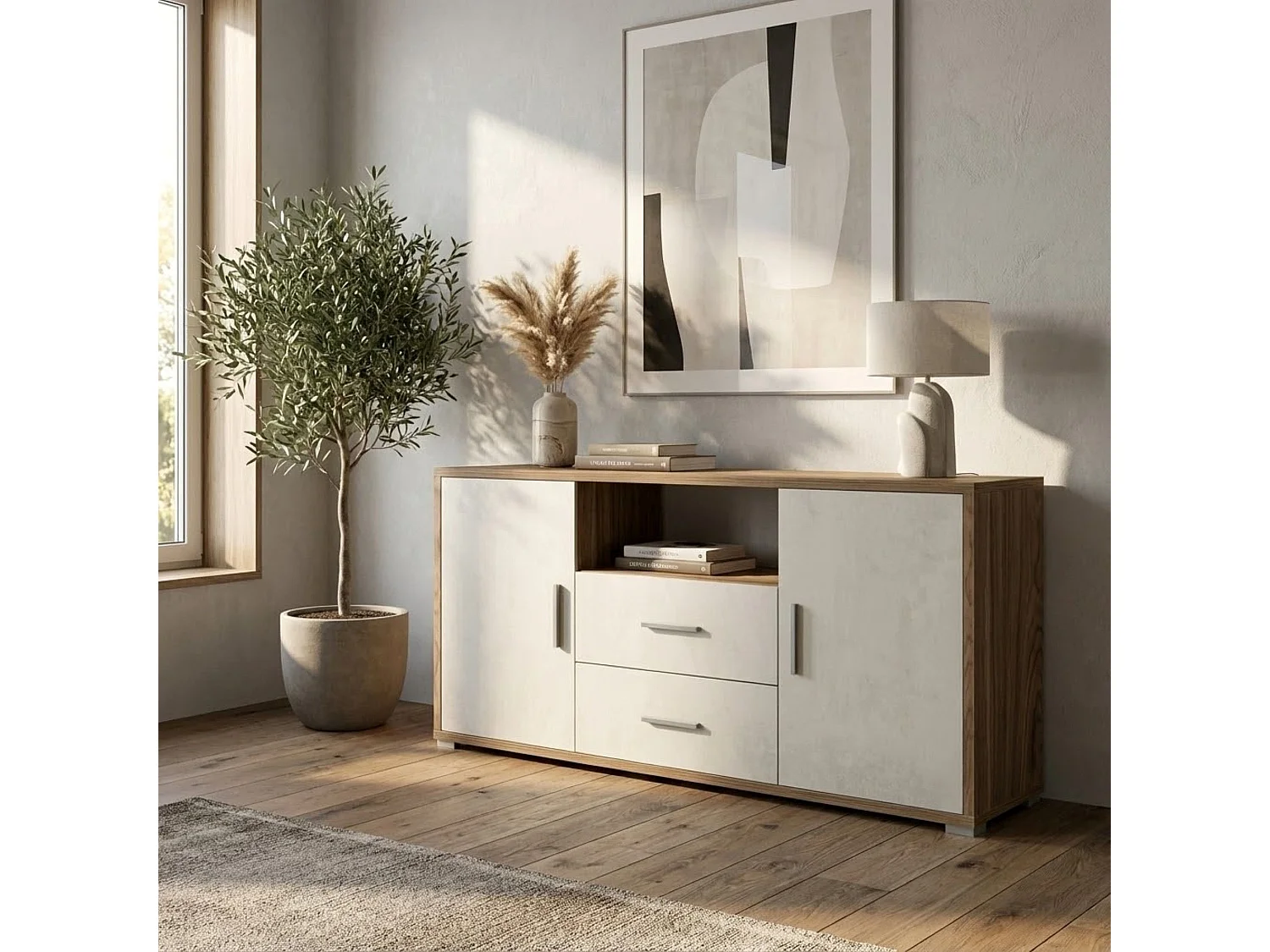 MilaniHome.it - madia moderna per soggiorno di design moderno cm 174 l x 41 p x 84 hdi coloreBianco