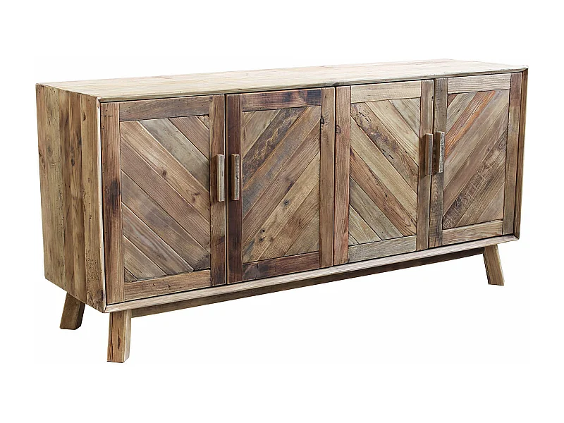 MilaniHome.it - Mobile Credenza Madia Moderna, Porta Tv 4 Ante, Legno Pino Massello Riciclato Cm 180x48x85 Hdi coloreMarrone