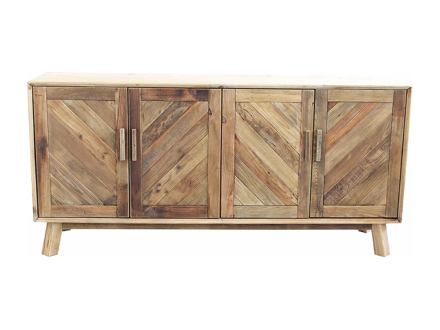 MilaniHome.it - Mobile Credenza Madia Moderna, Porta Tv 4 Ante, Legno Pino Massello Riciclato Cm 180x48x85 Hdi coloreMarrone