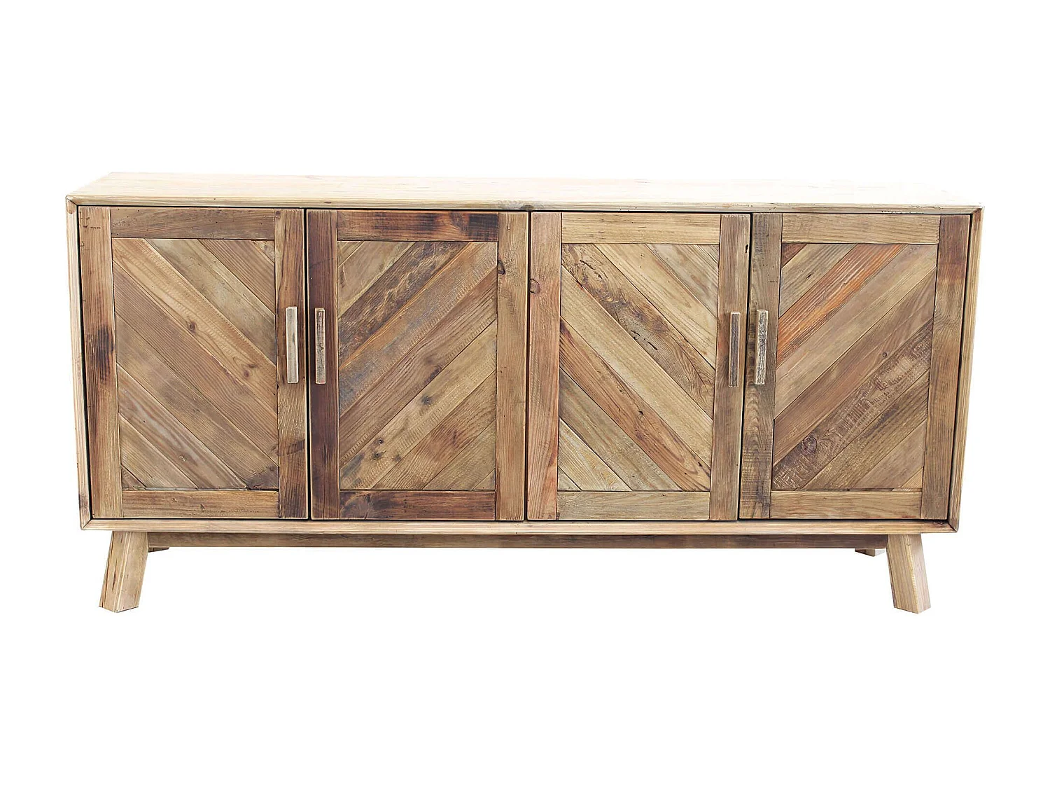 MilaniHome.it - Mobile Credenza Madia Moderna, Porta Tv 4 Ante, Legno Pino Massello Riciclato Cm 180x48x85 Hdi coloreMarrone