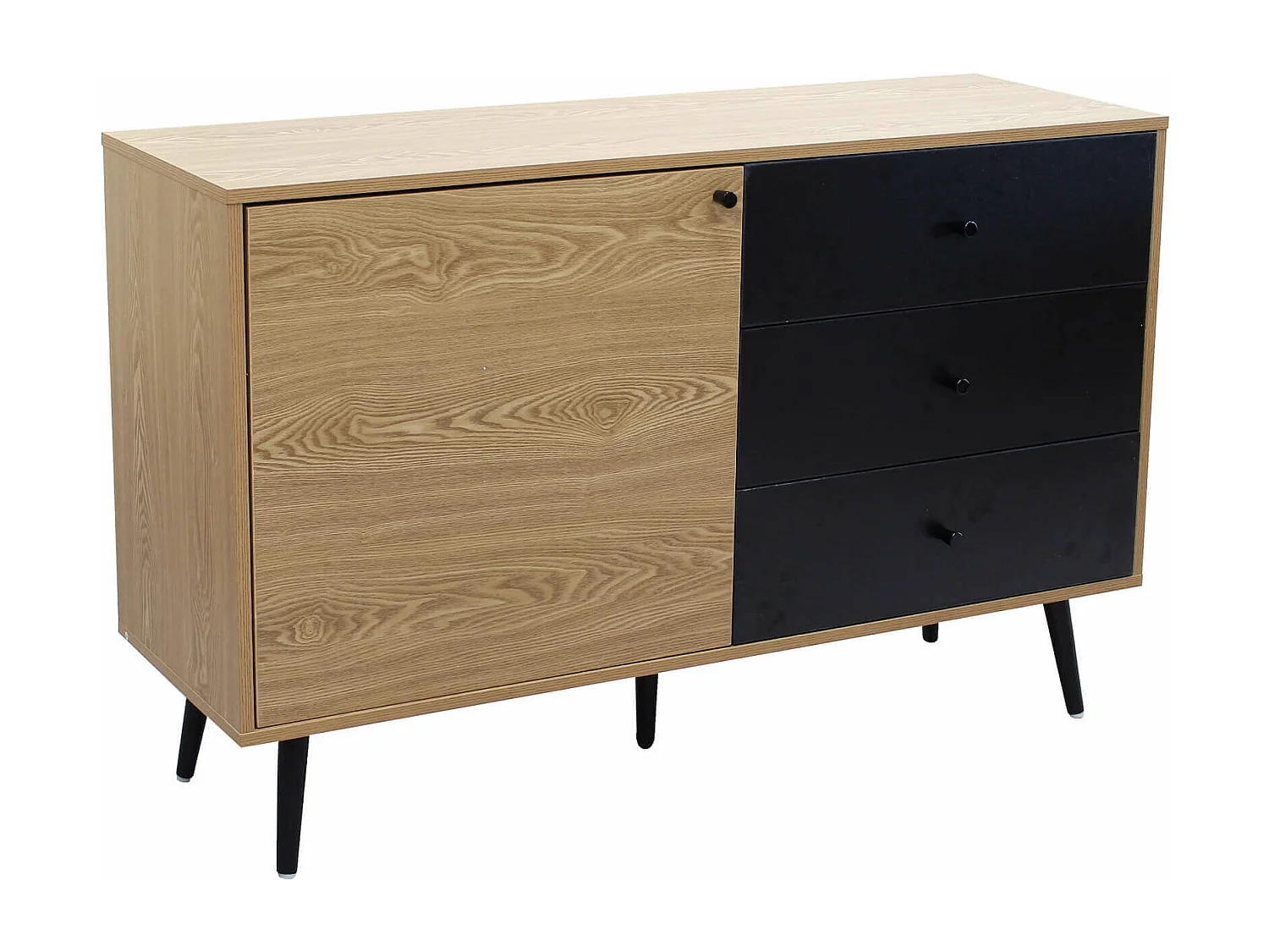 MilaniHome.it - madia moderna un anta e tre cassetti di design per salotto, soggiorno 118x39,5x76 hdi coloreMarrone