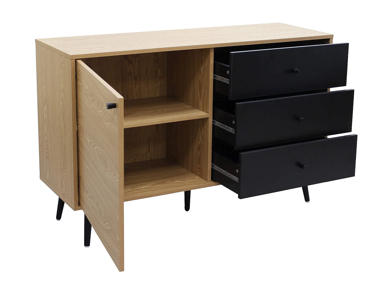 MilaniHome.it - madia moderna un anta e tre cassetti di design per salotto, soggiorno 118x39,5x76 hdi coloreMarrone