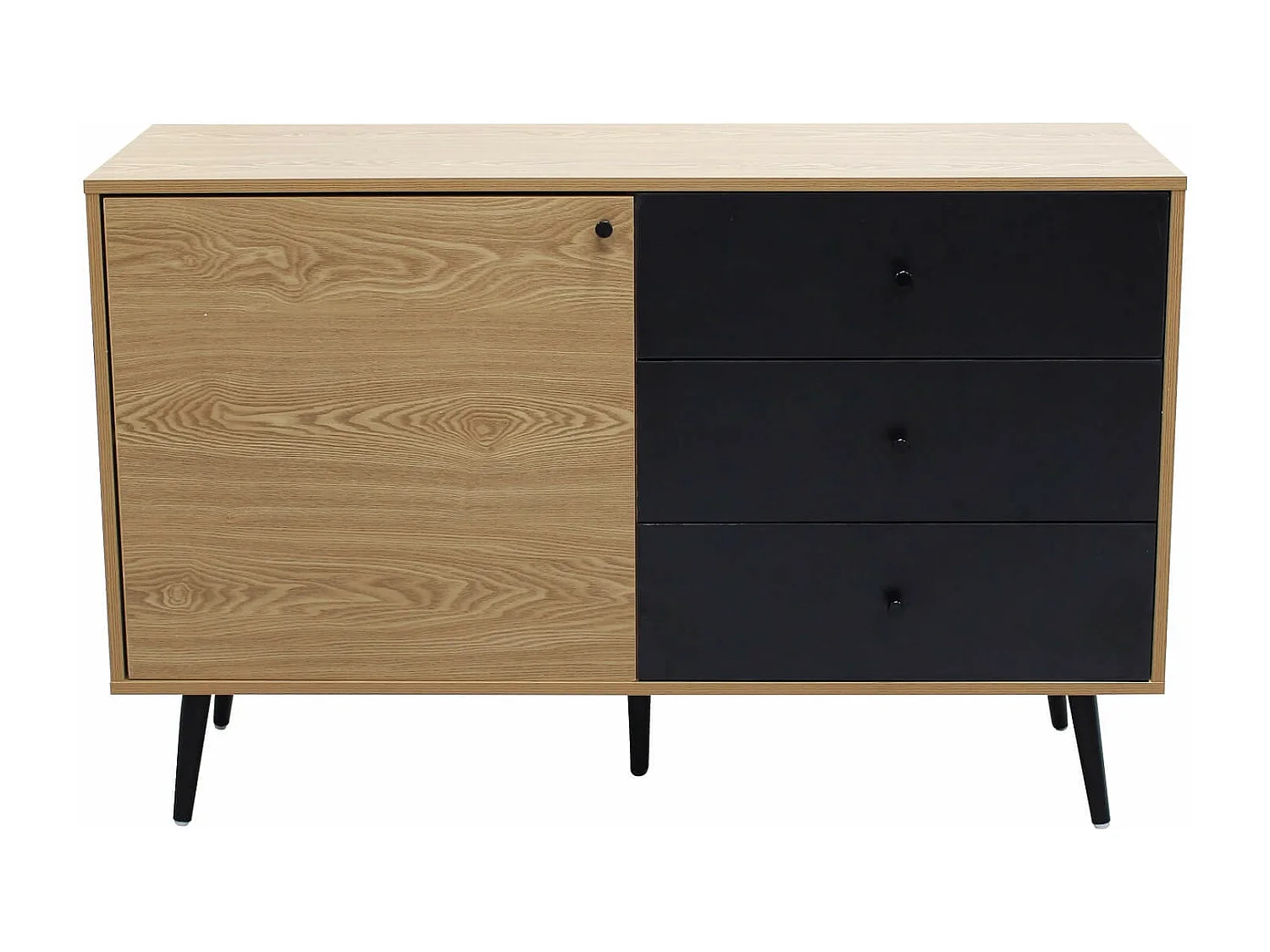 MilaniHome.it - madia moderna un anta e tre cassetti di design per salotto, soggiorno 118x39,5x76 hdi coloreMarrone