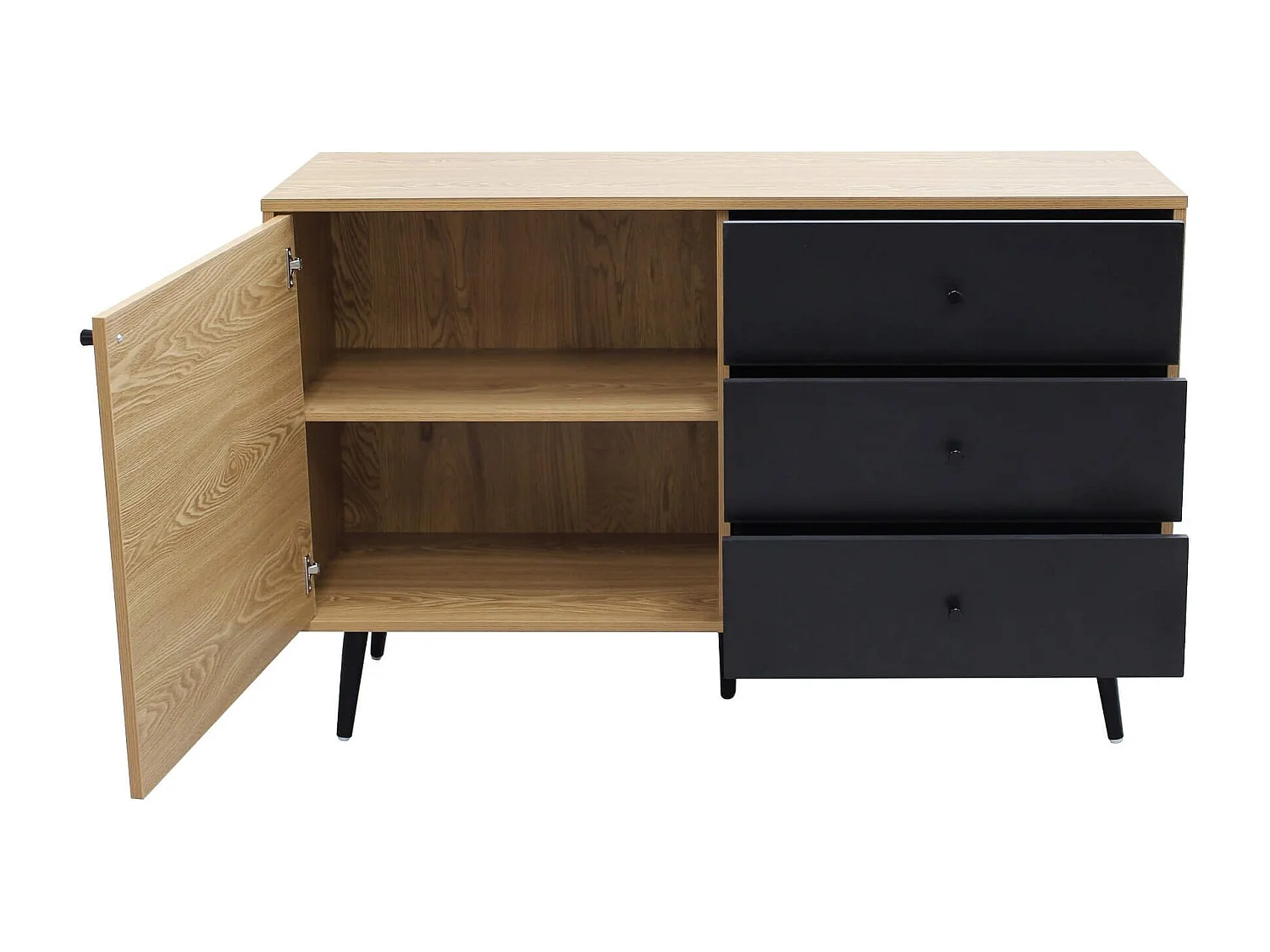 MilaniHome.it - madia moderna un anta e tre cassetti di design per salotto, soggiorno 118x39,5x76 hdi coloreMarrone