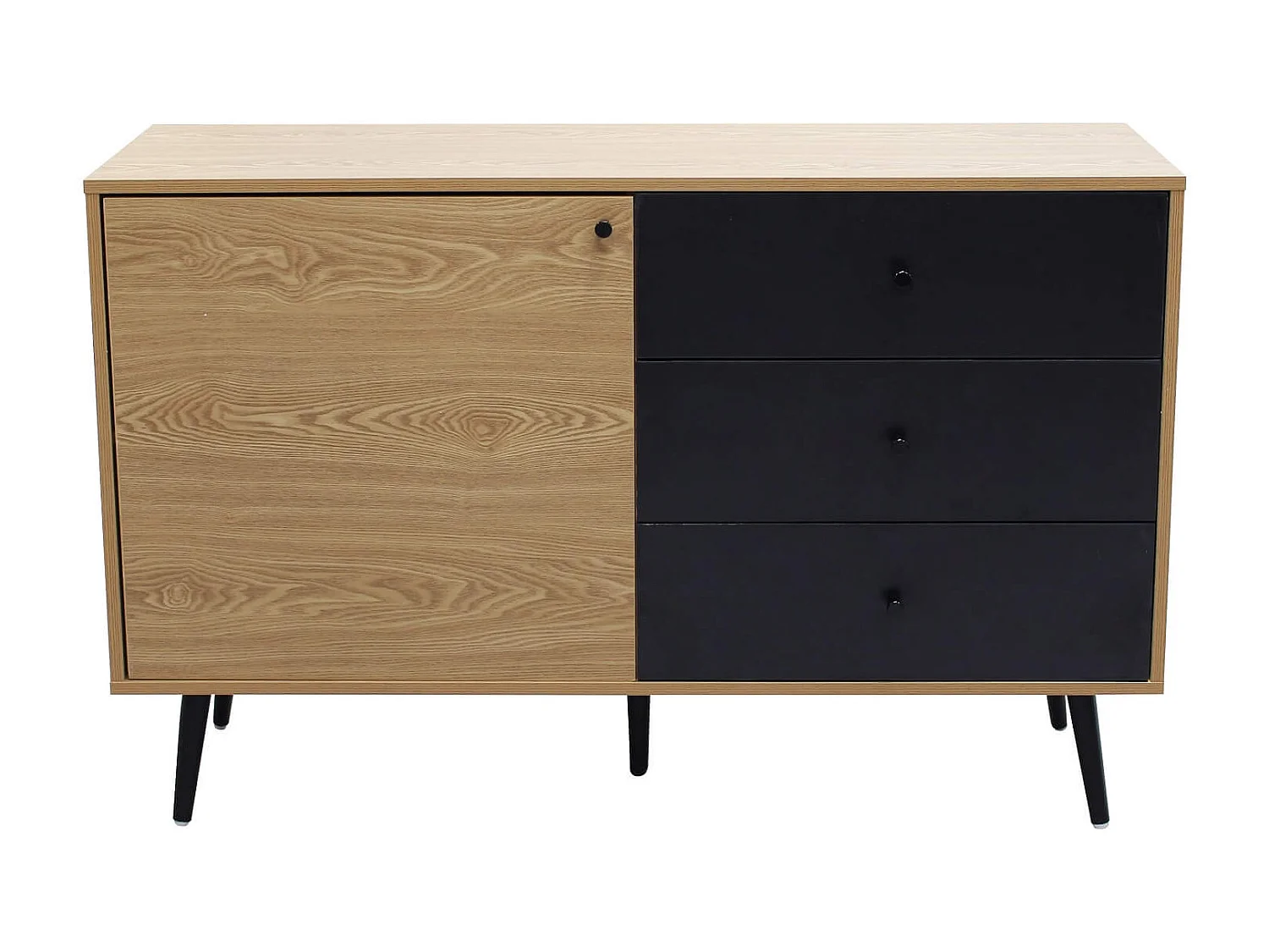 MilaniHome.it - madia moderna un anta e tre cassetti di design per salotto, soggiorno 118x39,5x76 hdi coloreMarrone