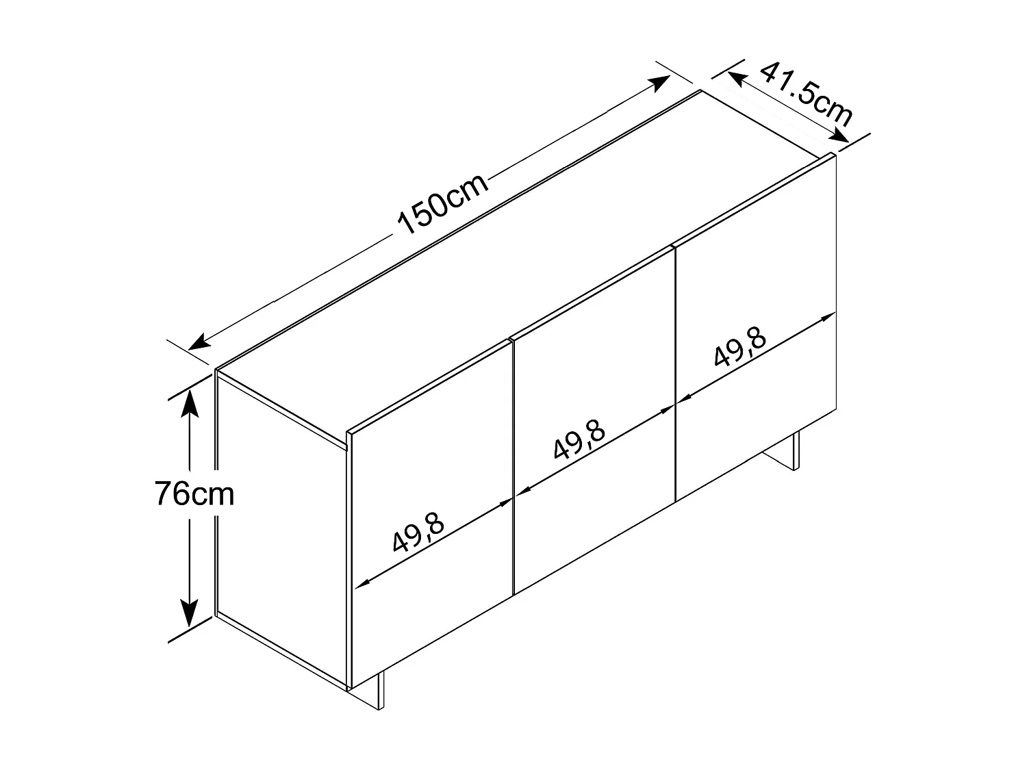 MilaniHome.it - madia moderna di design tre ante 150x40x76 hdi coloreAntracite