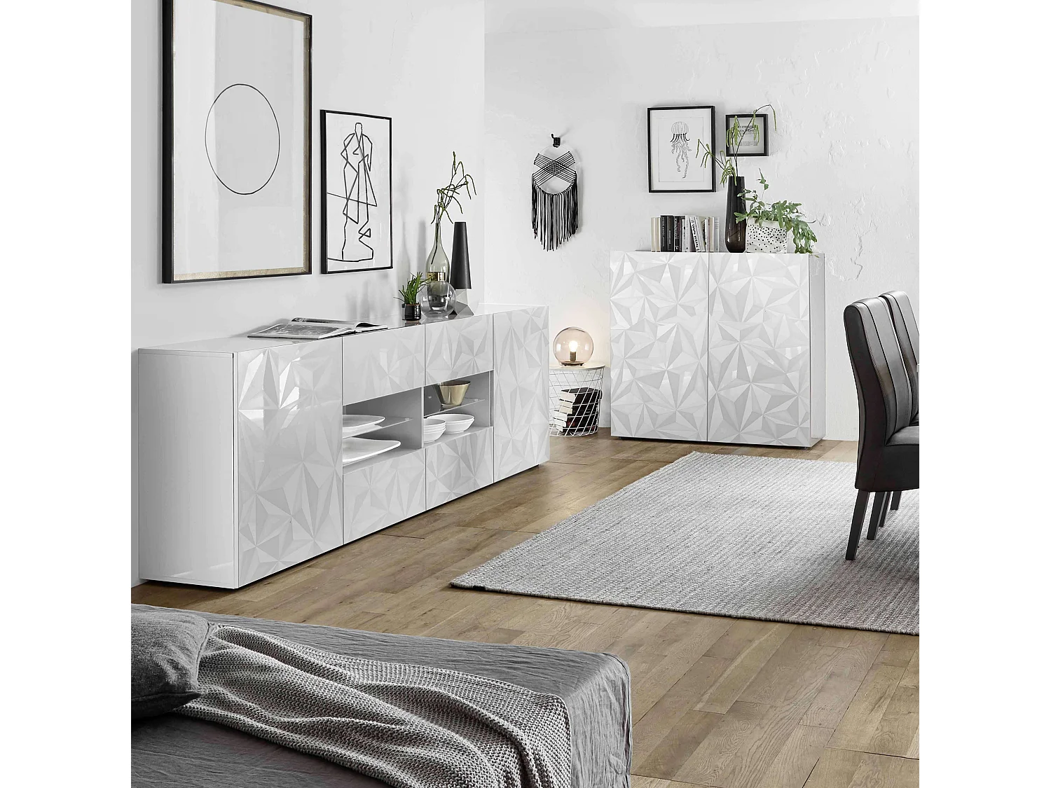 MilaniHome.it - madia di design moderno di design moderno industrial cm 241 x 84 x 42 hdi coloreBianco